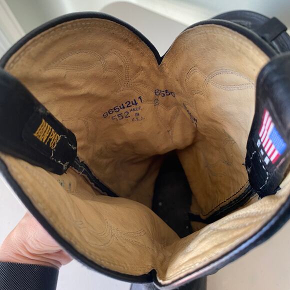 Dan Post Vintage Black Cowboy Boots Stitch Embroidery Pointed Toe Men Sz 8.5 EW - Picture 13 of 16